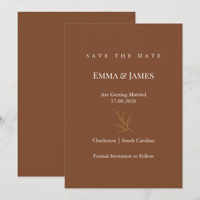 Reserve A Data Elegant Minimalist Save the Date Card | Modern (Frente/Verso)