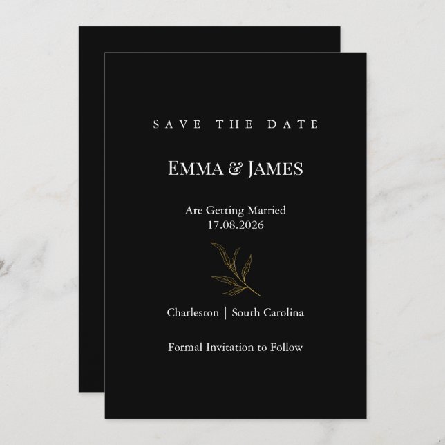 Reserve A Data Elegant Minimalist Save the Date Card | Modern (Frente/Verso)