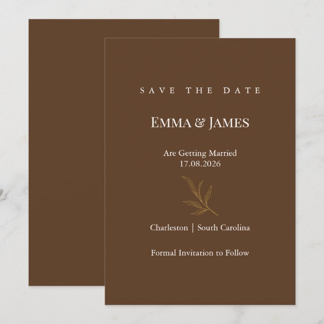 Reserve A Data Elegant Minimalist Save the Date Card | Modern (Frente/Verso)