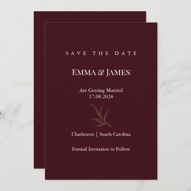 Reserve A Data Elegant Minimalist Save the Date Card | Modern (Frente/Verso)
