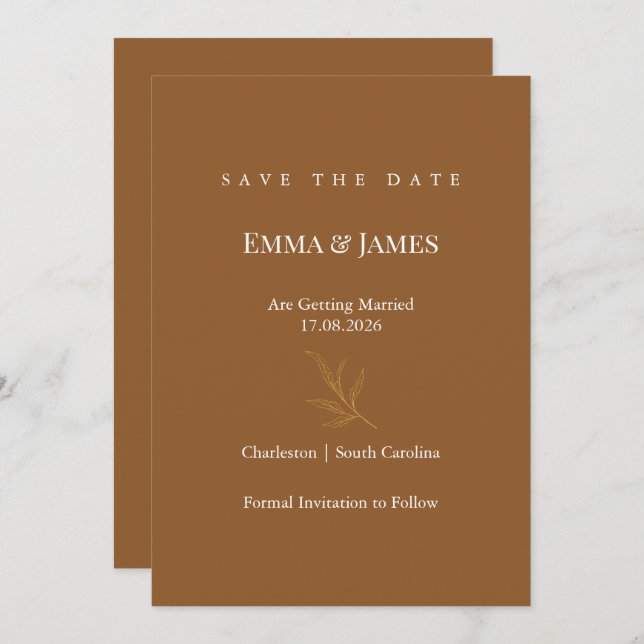Reserve A Data Elegant Minimalist Save the Date Card | Modern (Frente/Verso)