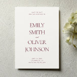 Reserve A Data Elegant Modern Clean Burgundy Red Wedding<br><div class="desc">Elegant Modern Simple Burgundy Red Non-Photo Wedding Save the Date Invitation Template</div>