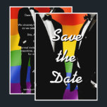 Reserve A Data Elegant Modern Gay Men Wedding Rainbow<br><div class="desc">The Gay Men Wedding Elegant Modern collection offers a complete suite of coordinating stationery and accessories designed for two grooms. Two grooms in classic black tuxedos against a vibrant rainbow Pride flag, with bold brush script typography that brings a retro-nostalgic edge to a modern celebration. Every piece is fully customizable...</div>