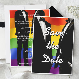 Reserve A Data Elegant Modern Gay Men Wedding Rainbow