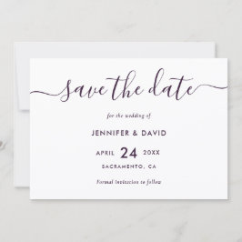 Reserve A Data Elegant Modern Purple Wedding