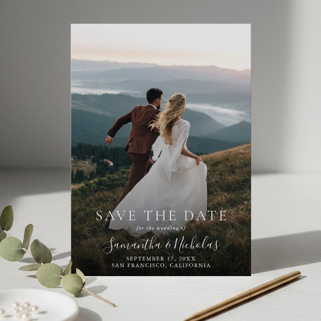 Reserve A Data Elegant Modern Wedding Photo Save the Date (Criador carregado)