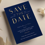 Reserve A Data Elegant Navy & Gold Business Event Corporate<br><div class="desc">Create stylish event Save the Date cards for your business with this elegant faux gold Company Event Invitation design. This navy blue and gold effect company save the date invite is great to use for a gala night, anniversary company event, dinner & drinks evens and more! Featuring bold gold typography...</div>