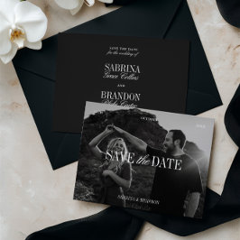Reserve A Data Elegant Photo Black & White Save the Date Card