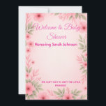 Reserve A Data Elegant Pink Floral Baby Shower Invitation<br><div class="desc">Celebrate your baby girl’s special day with this elegant pink baby shower invitation. Designed with soft watercolor florals, delicate leaves, and subtle gold highlights, this template creates a luxurious yet heartwarming feel. The minimalist layout brings perfect balance between modern elegance and timeless charm, making it ideal for welcoming your little...</div>