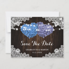 Reserve A Data Elegant Purple Blue Floral Lace Wood Wedding