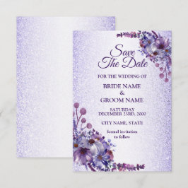 Reserve A Data Elegant Purple Blue Pink Floral Glitter Wedding