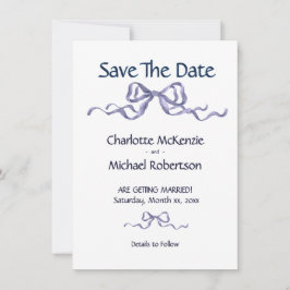 Reserve A Data Elegant Ribbon & Bow Romantic Wedding Navy & White