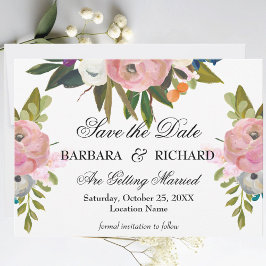 Reserve A Data Elegant Romantic Handpainted Floral Wedding