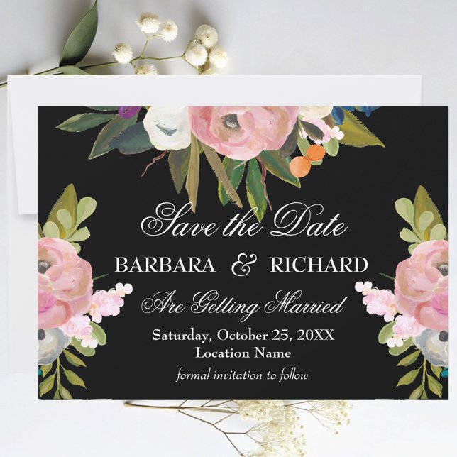 Reserve A Data Elegant Romantic Handpainted Floral Wedding (Criador carregado)
