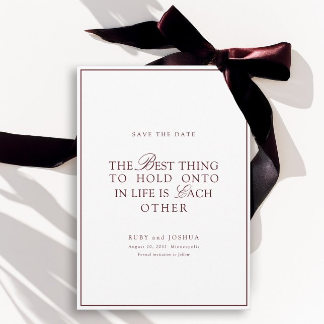 Reserve A Data Elegant Royal Burgundy & White Wedding  (Elegant Royal Burgundy & White Wedding Save The Date)