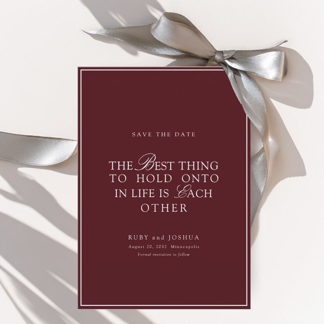 Reserve A Data Elegant Royal Burgundy & White Wedding  (Elegant Royal Burgundy & White Wedding Save The Date)