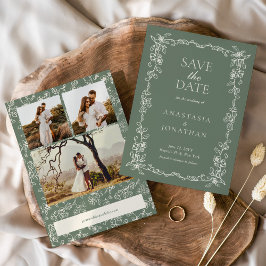 Reserve A Data Elegant Sage Green Photo Vintage Wedding