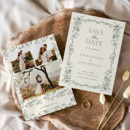 Reserve A Data Elegant Sage Green Photo Vintage Wedding