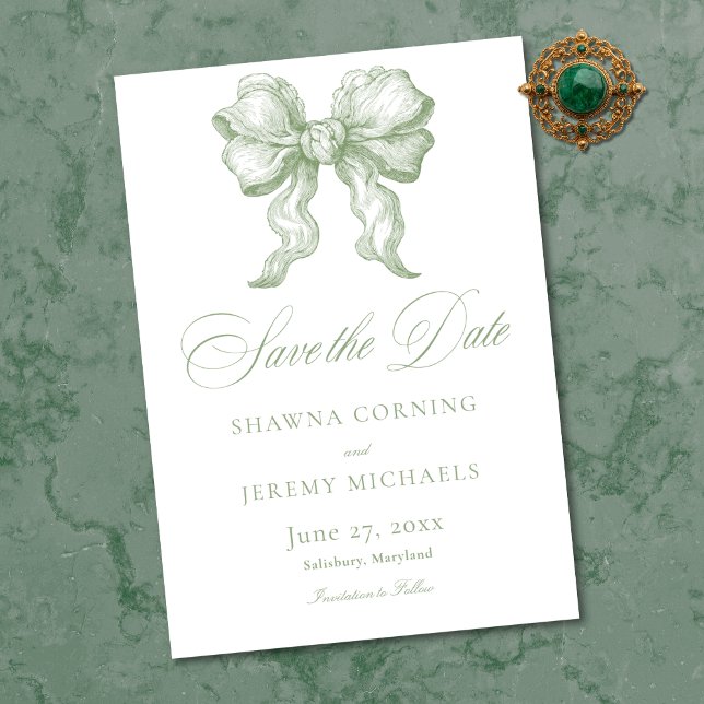 Reserve A Data Elegant Sage Green Toile French Manor Wedding (Elegant Sage Green Toile French Manor Wedding Save The Date)