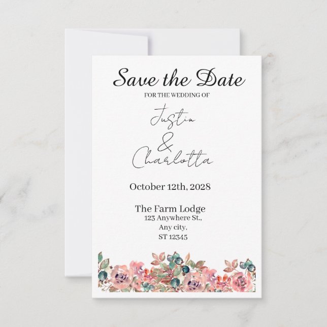 Reserve A Data Elegant Save the Date Wedding Card (Frente)