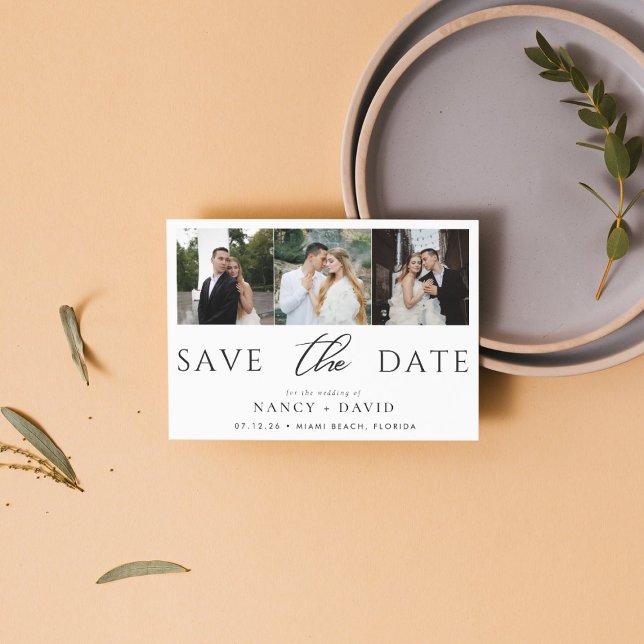 Reserve A Data Elegant Script 3 photo Collage wedding  (Criador carregado)