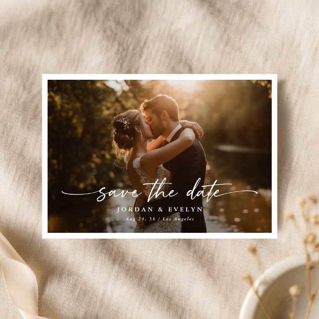 Reserve A Data Elegant Script Modern Overlay Photo Wedding (Criador carregado)