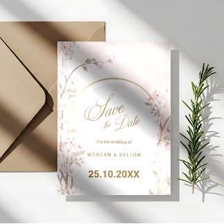 Reserve A Data Elegant Soft Blush Pink Cherry Blossom Wedding