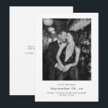 Reserve A Data Elegant Typography Black White Wedding Photo<br><div class="desc">Planning a vintage, classy wedding? Your announcements should feel just as timeless. Skip the boring, standard cards. This contemporary monochrome wedding photo save-the-date is a totally fresh way to let your favorite picture do all the talking. Let’s be honest, a great black and white wedding photo just looks absolutely amazing....</div>