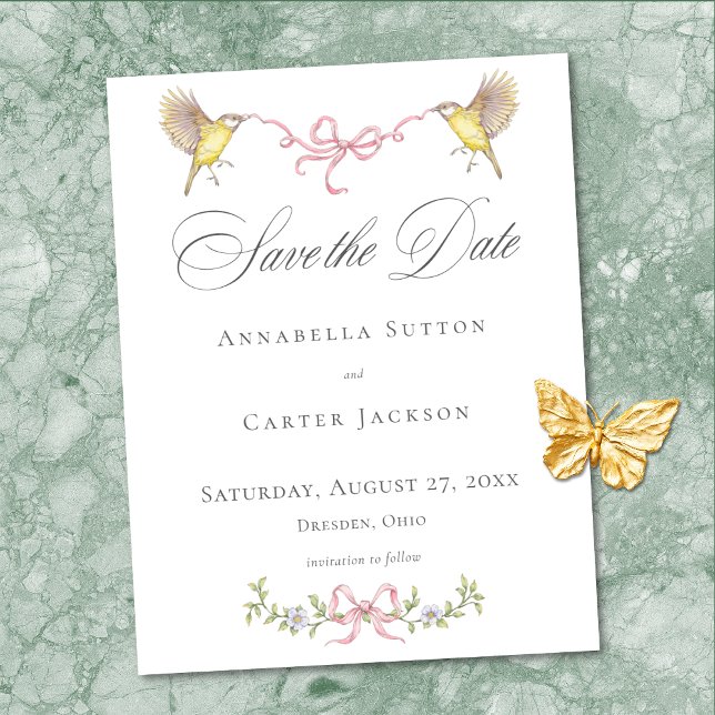 Reserve A Data Elegant Victorian Pastel Floral Bow Wedding (Elegant Victorian Pastel Floral Bow Wedding Save The Date)