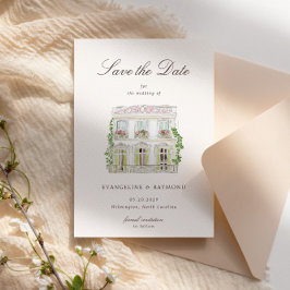 Reserve A Data Elegant Watercolor Manor Photo Save The Date Card