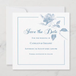 Reserve A Data Elegant White Roses Dusty Blue Floral Wedding 