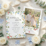 Reserve A Data Elegant Wildflower Summer Photo Wedding<br><div class="desc">Your wedding day should feel as unique and personal as your relationship. Start the excitement early with our beautiful Elegant Wildflower Floral Wedding Save the Date card. Not only does it offer an elegant watercolor wildflower design, there's also space on the back for your engagement photo! Let your love shine...</div>