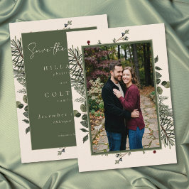 Reserve A Data Elegant Winter Berries Pine Ivory Wedding Photo