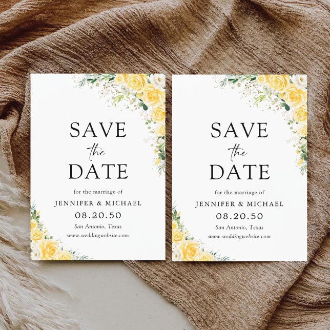 Reserve A Data Elegant Yellow Floral Wedding Save The Date (Criador carregado)