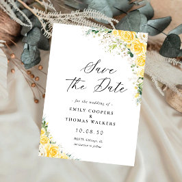 Reserve A Data Elegant Yellow Floral Wedding Save The Date