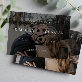 Reserve A Data Elegante 2 fotos personalizadas sobrepostas preto