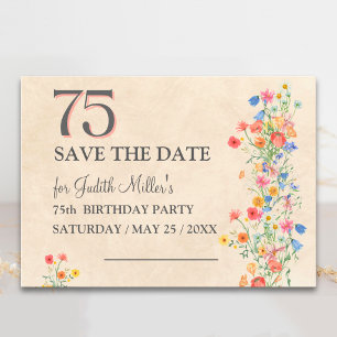 Reserve A Data Elegante 75º Aniversário – Design de Flores Silves