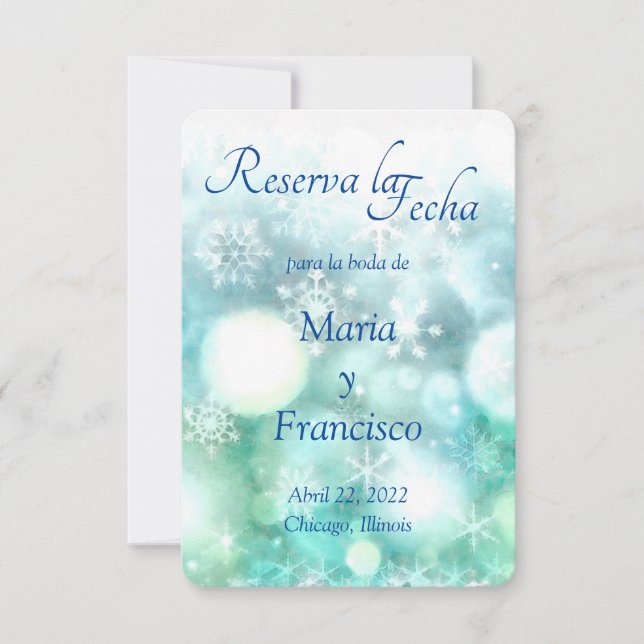 Reserve A Data Elegante Acuarela Copo de Nieve Reserva la Fecha (Frente)