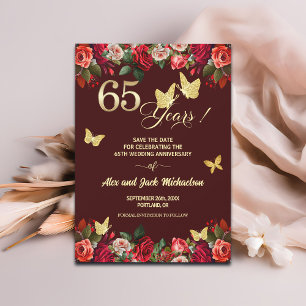 Reserve A Data Elegante Aniversário de Casamento de 65 anos Flora