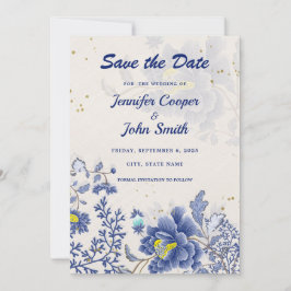 Reserve A Data Elegante Aquarela Casamento Botânico Floral Azul