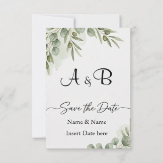 Reserve A Data Elegante Aquarela de Eucalipto "Save the Date" Mon