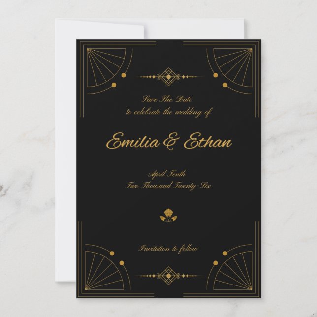 Reserve A Data Elegante Arte Deco Moderna Salve a Data (Frente)