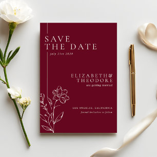 Reserve A Data Elegante Arte Floral em Linha Casamento Borgonha