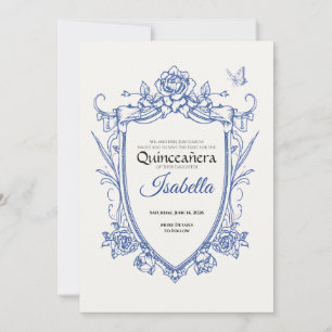 Reserve A Data Elegante Azul Aniversário de 15 anos Quinceañera