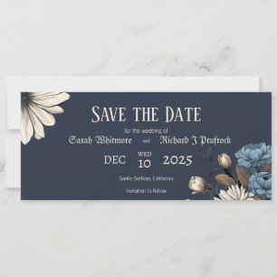Reserve A Data Elegante Azul Naval Floral Mal-humorado
