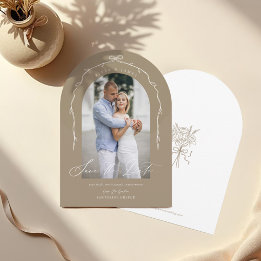Reserve A Data Elegante Beige - Foto do Arco Desenho da Mão & Fit