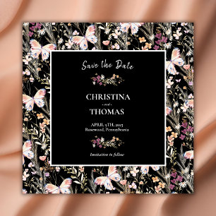Reserve A Data Elegante Black Boho Wildflower salva a data
