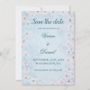 Reserve A Data Elegante Blue Cherry Blossom Salva a Data Casament