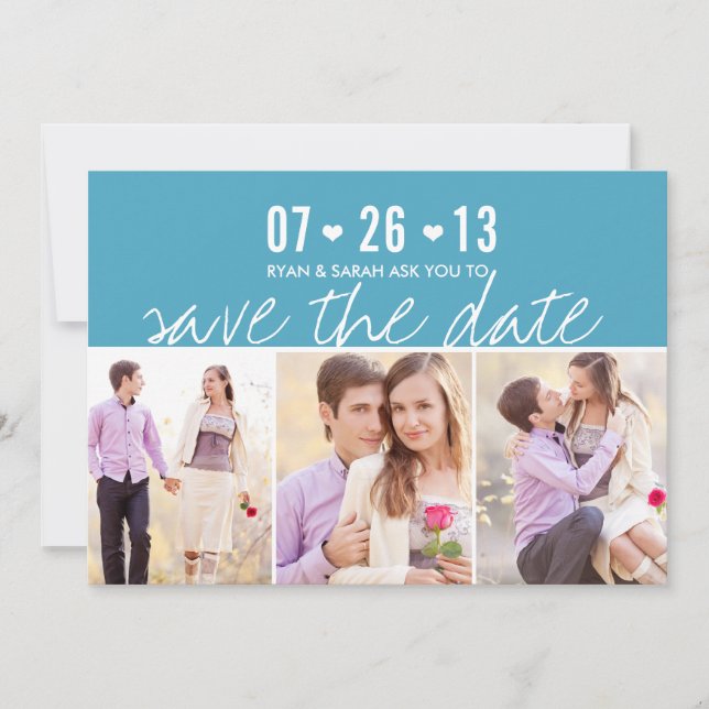 Reserve A Data Elegante Blue Salve as datas com fotos (Frente)
