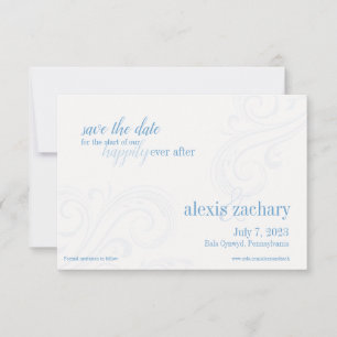 Reserve A Data Elegante Blue Save-the-Date, Caroline Wedding